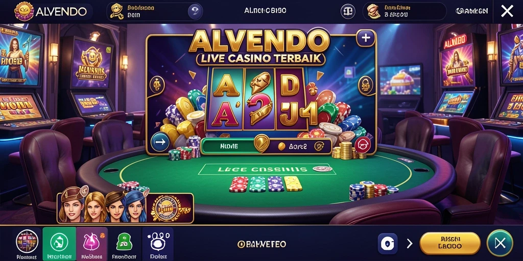 Screenshot gameplay ALVENDO menunjukkan suasana kasino yang hidup dan nyata.