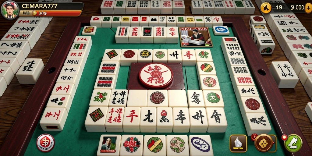 Tampilan gameplay seru CEMARA777 dengan desain Mahjong yang menawan.