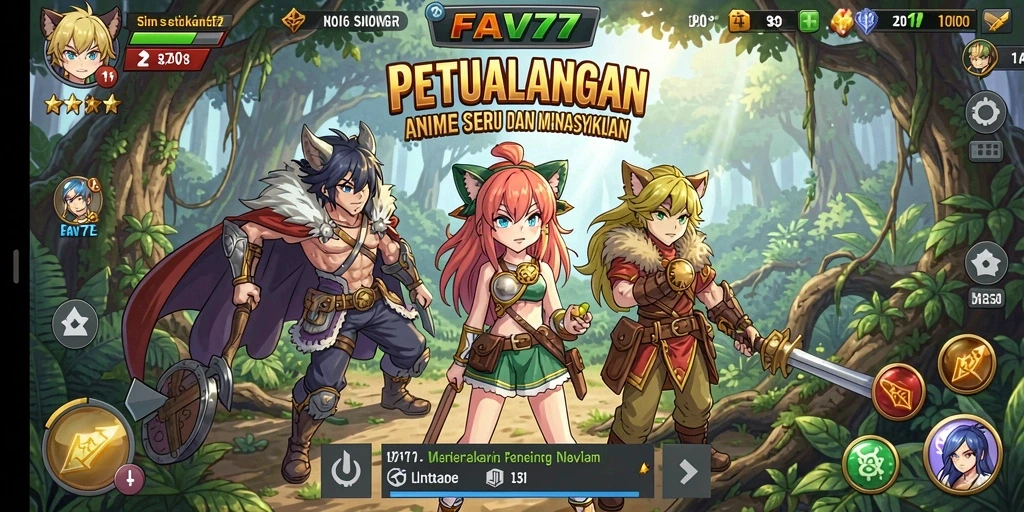 Tampilan menarik dari gameplay FAV77 dengan karakter anime yang unik.