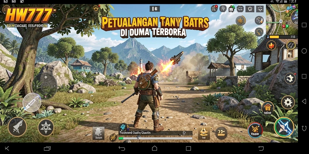 Tampilan gameplay HW777 menunjukkan eksplorasi mendalam dalam dunia yang luas.