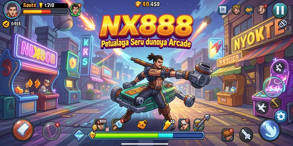 Screenshot gameplay NX888 menunjukkan aksi seru dalam petualangan arcade.