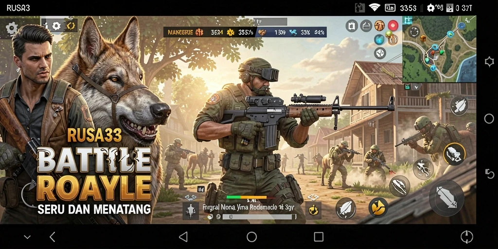 Screenshot gameplay RUSA33 menampilkan aksi seru dalam Battle Royale.