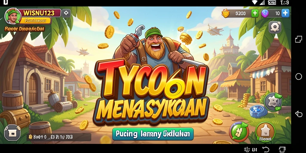 Tangkapan layar gameplay WISNU123 yang menampilkan elemen manajemen bisnis.